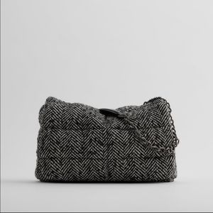 Zara Quilted Herringbone Fabric Crossbody Bag